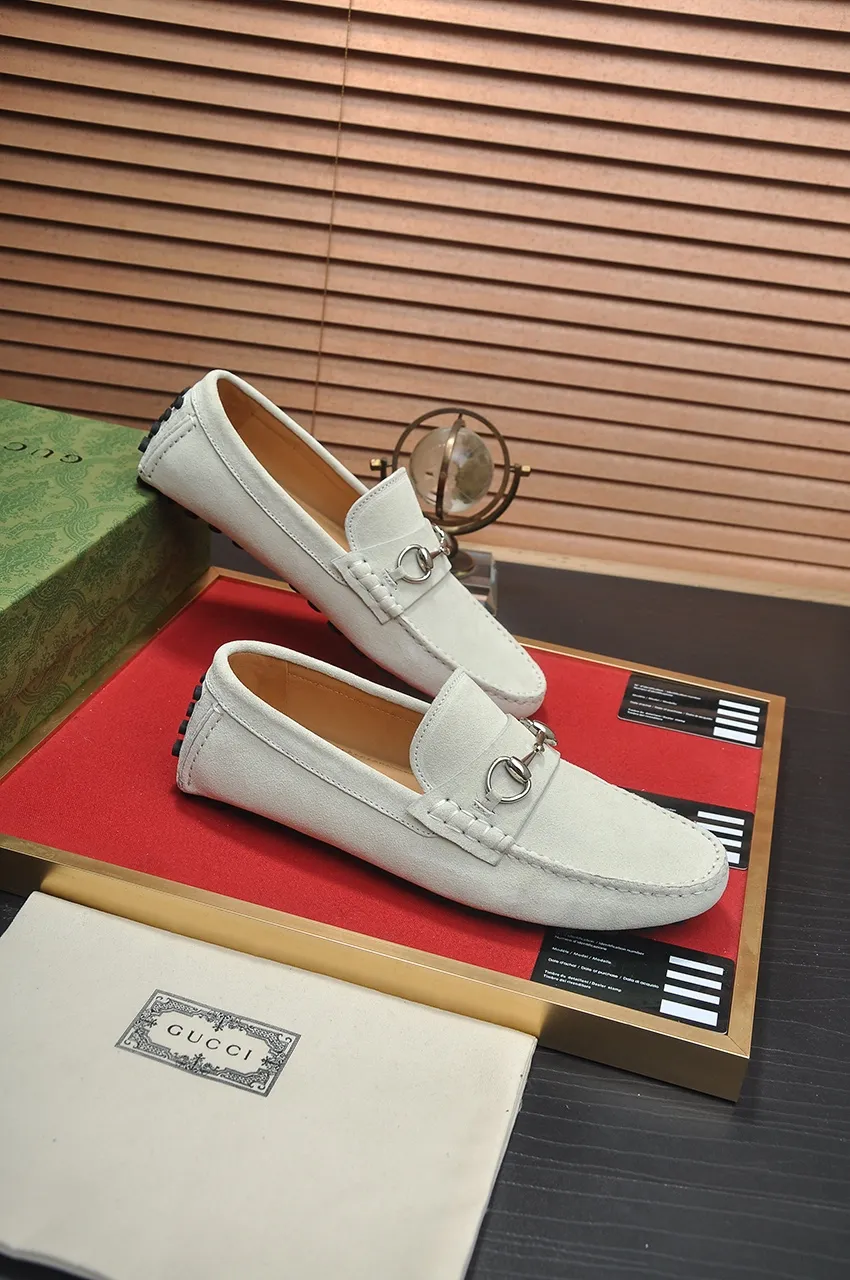 Men's Men's Shoes💰420💶【GUCCI】 (High-end Niuli) New 🍀Gucci*——Gucci Doudou Shoes! Made of imported original cowhide, the inner top layer is comfortable cowhide lining! Original wear-resistant rubber outsole! High quality products! Code number 38-44!